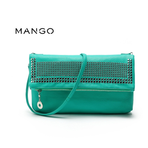 MANGO VIP$9.75 AF579 solid quilted rivet foldable zip PU Women lady girl messenger bags cross body