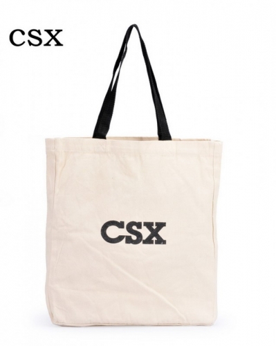 H1841 CSX Logo Print White Canvas Handbag Shopper Shopping bag