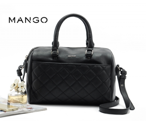 VIP$9 Mango MNG Touch AC744 solid patchwork quilted handbag shoulder bag crossbody bag flaps black