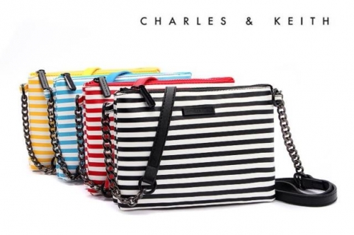 VIP$14.4 Charles&keith AC177 Cute Sweet Bicolor Horizontal Stripe PU Handbag Purse Sling Bag