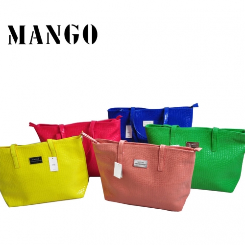 VIP $6 H1581 MANGO MNG Candy pastels Neon Fluorescence color PU Tote Bag 5 Colors