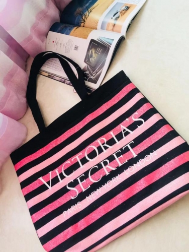 Victoria's Secret VIP$6.3 AM413 Signature Stripe canvas Women Handbag tote weekend bag