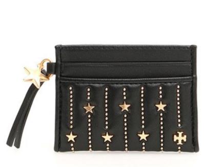 TORY BURCH VIP$50.15 AW905 Fleming Star-stud Slim Card Case Genuine leather women Clutch Wristlet Evening Bags