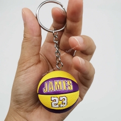 2021-2022 HJ10 James #23 Yellow&Purple Basketball Keychain