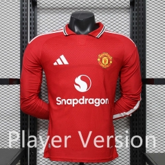 (S-3XL) Player Version 26-27 Manchester United Home Red LS Thailand Soccer Jersey AAA-888