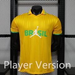 (S-3XL) Player Version 26-27 Jordan Brazil Yellow Thailand Soccer Jersey AAA-888