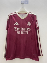 (S-4XL) 26-27 Real Madrid 2nd Away Rose Red LS Thailand Soccer Jersey AAA-9268