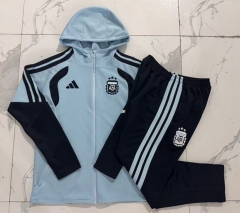 26-27 Argentina Blue Hooded Thailand Soccer Jacket Uniform-815