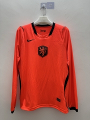 (S-4XL) 26-27 Netherlands Home Orange LS Thailand Soccer Jersey AAA-9268