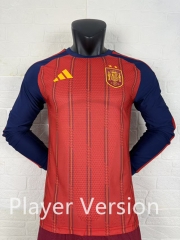 (S-4XL) Player Version 26-27 2 Star Spain Home Red LS Thailand Soccer Jersey AAA-2016