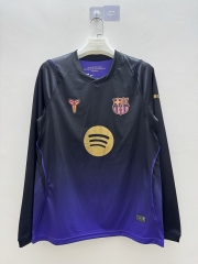 (S-4XL) 26-27 Barcelona Away Black&Purple LS Thailand Soccer Jersey AAA-9268