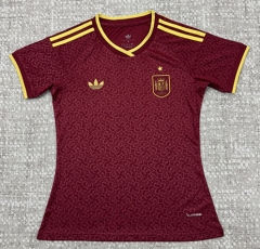 2026 Spain 2nd Away Dark Red Thailand Women Soccer Jersey AAA-4506