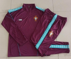 26-27 Portugal Maroon Thailand Soccer Tracksuit-815