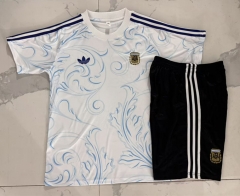 26-27Argentina White Inkjet Thailand Short-sleeved Soccer Tracksuit -815