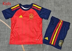 26-27 2 Stars Spain Home Red Kids/Youth Soccer Uniform-9484