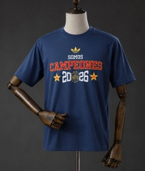 (S-3XL) 26-27 Champions Spain Royal Blue Cotton T-shirt