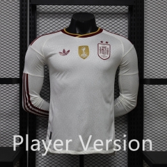 (S-3XL) With Patch Player Version 26-27 2 Star Spain Away White LS Thailand Soccer Jersey AAA-888