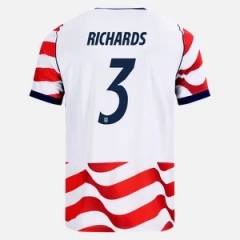 (S-4XL) 26-27 USA Home Red&White RICHARDS #3 Thailand Soccer Jersey AAA