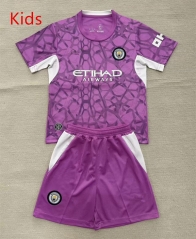 26-27 Manchester City Goalkeeper Pink&Purple Kid/Youth Soccer Uniform-AY