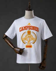 (S-3XL) 26-27 Champions Spain White Cotton T-shirt