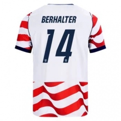 (S-4XL) 26-27 USA Home Red&White BERHALTER #14 Thailand Soccer Jersey AAA