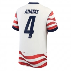 (S-4XL) 26-27 USA Home Red&White ADAMS #4 Thailand Soccer Jersey AAA