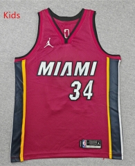 Miami Heat Dark Red #34 Kids NBA Jersey-1380
