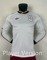(S-4XL) Player Version 26-27 2 Star Spain Away White LS Thailand Soccer Jersey AAA-2016