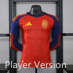 (S-3XL) Player Version 26-27 2 Star Spain Home Red LS Thailand Soccer Jersey AAA-888