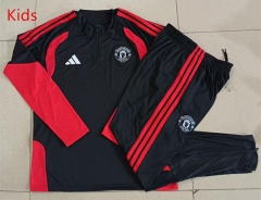 26-27 Manchester United Black Kids/Youth Soccer Tracksuit-815
