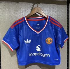 26-27 Manchester United Away Blue Women Navel-revealing style Soccer Jersey-7411