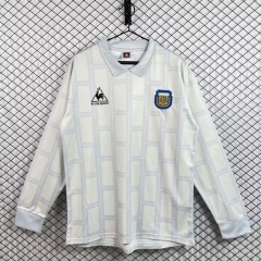 Retro Version 1986 Argentina Goalkeeper Grey&White LS Thailand Soccer Jersey AAA-3257