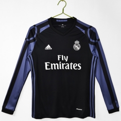 Retro Version 16-17 Real Madrid 2nd Away Black LS Thailand Soccer Jersey AAA-C1046