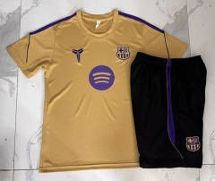 26-27 Barcelona Muddy Yellow Short-Sleeved Thailand Soccer Tracksuit-815