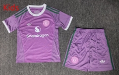26-27 Manchester United Goalkeeper Purple Kids/Youth Soccer Uniform-6850