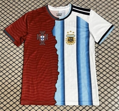 (S-4XL) 26-27 Messi&Ronaldo Special Version Argentina Red&Blue Thailand Soccer Jersey AAA-3160