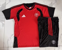 26-27 Manchester United Red Short-Sleeved Thailand Soccer Tracksuit-815