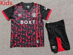 26-27 Rangers 2nd Away Red&Black Kid/Youth Soccer Uniform-7809