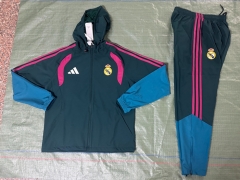 26-27 Real Madrid Dark Green Thailand Trench Coats Uniform With Hat-4927
