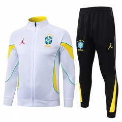 26-27 Jordan Brazil White Thailand Soccer Jacket Uniform-815