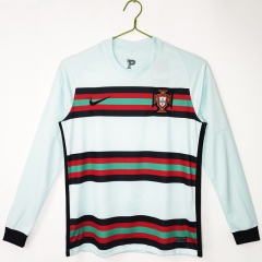 Retro Version 2020 Portugal Away White&Green LS Thailand Soccer Jersey AAA-C1046