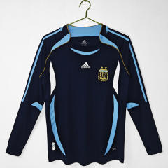 Retro Version 2006 Argentina Away Royal Blue LS Thailand Soccer Jersey AAA-C1046