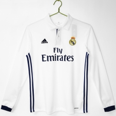 Retro Version 16-17 Real Madrid Home White LS Thailand Soccer Jersey AAA-C1046