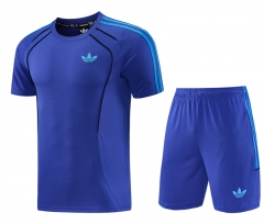Adidas Color Blue Short-Sleeved Thailand Soccer Tracksuit-LH