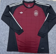 (S-4XL) 26-27 2 Star Spain Goalkeeper Red LS Thailand Soccer Jersey AAA-9527