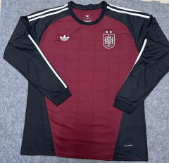 (S-4XL) 26-27 2 Star Spain Goalkeeper Red LS Thailand Soccer Jersey AAA-9527