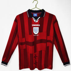 Retro Version 1998 England Away Red LS Thailand Soccer Jersey AAA-C1046