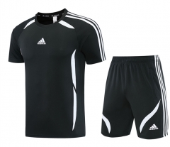 Adidas Black Short-Sleeved Thailand Soccer Tracksuit-LH
