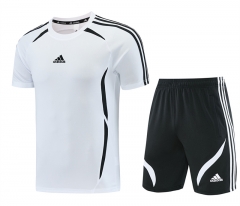 Adidas White Short-Sleeved Thailand Soccer Tracksuit-LH