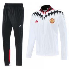 26-27 Manchester United White Thailand Soccer Trench Coat Uniform-LH
